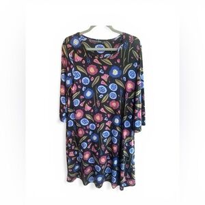 Gudrun Sjoden Black Floral Long Sleeve M Cotton Dress Cottage Core Boho